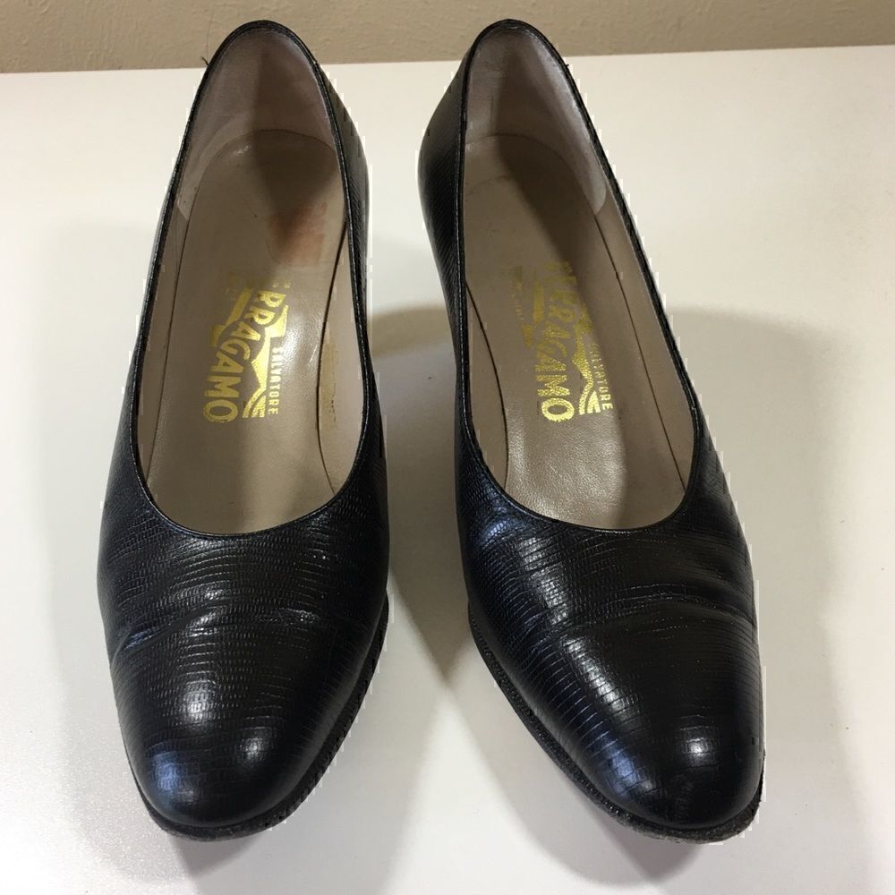 SALVATORE FERRAGAMO NILLA 8.5 AA lizard leather pumps